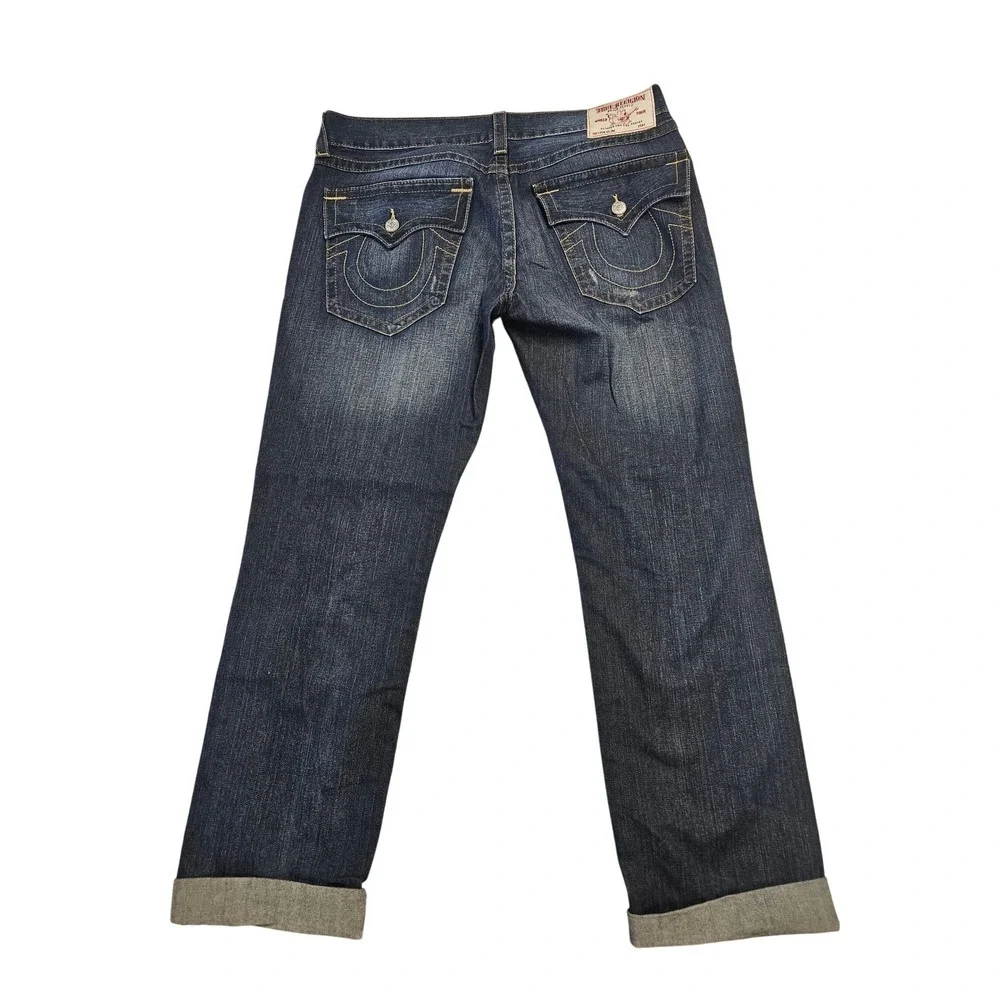 True Religion Section Slim Mens Jeans 38 Dark Wash Indigo Denim Cotton 31 Inseam